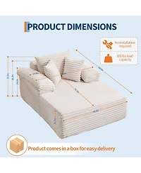 gaomon Corduroy Sleeper Sofa Bed Extra Large Indoor Chaise Lounge Soft Cloud Reading Chair Flexible Lounger for Living Room