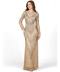 Lara Women's Long Sleeve Beaded Gown