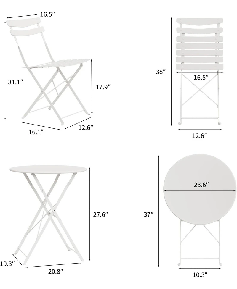 gaomon 5 Piece Patio Bistro Set - Metal Frame Folding Patio Furniture, Outdoor/Indoor Bistro Table and Chairs Set, No Assembly Needed, for Balcony