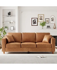 gaomon Faux Leather Sofa, 3-Seater Couch with Pillows