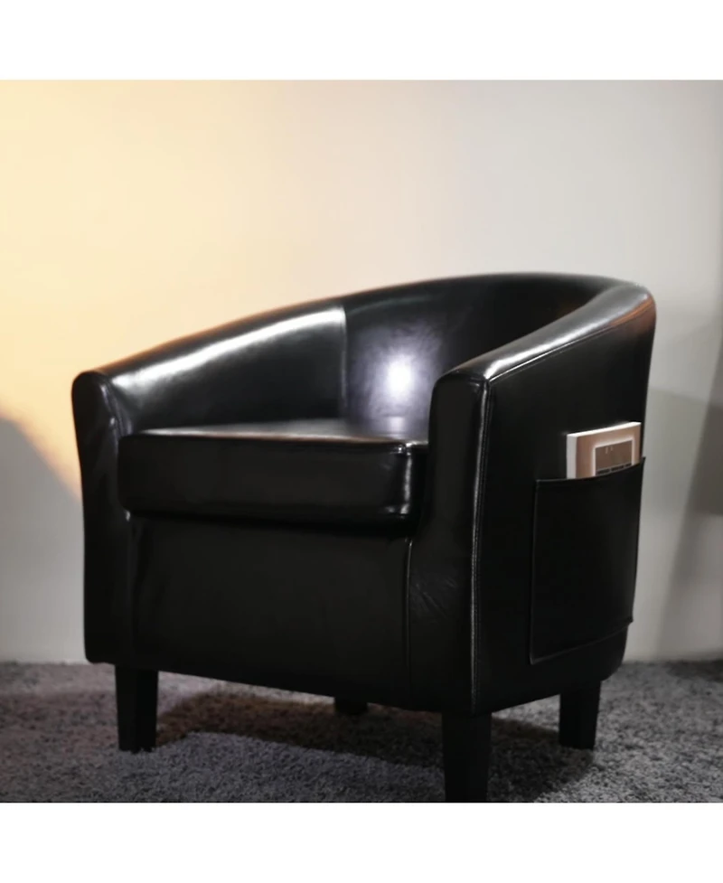 gaomon Accent Barrel Chairs Living Room Chairs Faux Leather Upholstered Club Armchairs with Soft Padded Seat for Bedroom Reading Waiting Room