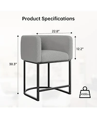 gaomon Bar Stools Set of 2 with Lambswool Cushioned Seats, Modern Upholstered Counter Height Bar Stools with Backrest and Arms, Metal Frames