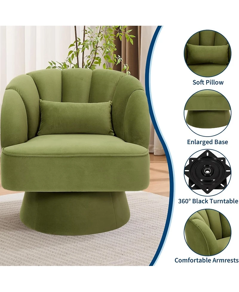 gaomon Mid Century 360degree(s) Swivel Barrel Chair, Velvet Accent Lounge Chair 2 Pcs