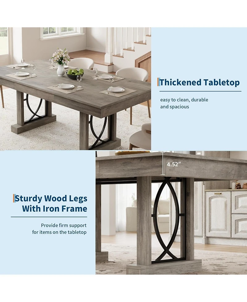 gaomon Elegant Dining Table with Dual Storage Drawers, Waterproof Heat-Resistant Top