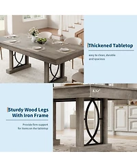 gaomon Elegant Dining Table with Dual Storage Drawers, Waterproof Heat-Resistant Top