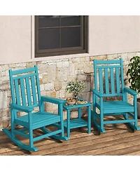 gaomon Outdoor Patio Hdpe Rocking Chair Set of 2 with 1 Side Table for Patio Front Porch