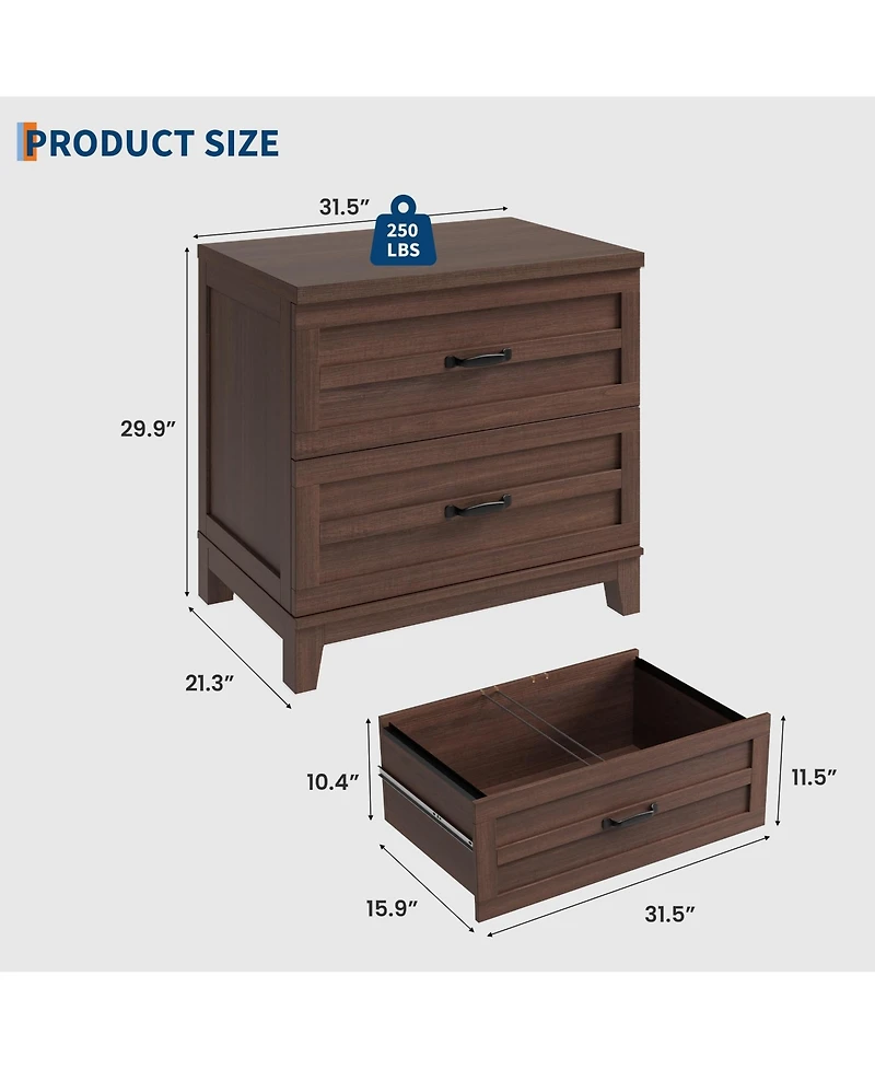 gaomon Farmhouse Lateral File Cabinet 2 Deep Drawers, Large Filing Storage