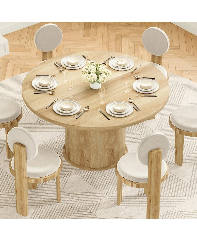 Clihome 43" Round Dining Table Wooden for Room