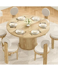 Clihome 43" Round Dining Table Wooden for Room