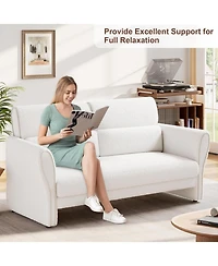 gaomon 57" Modern Loveseat Sofa, Boucle Small Couch with High Backrest and Removable Lumbar Pillows, Easy Assembly, Upholstered Comfy Sofa