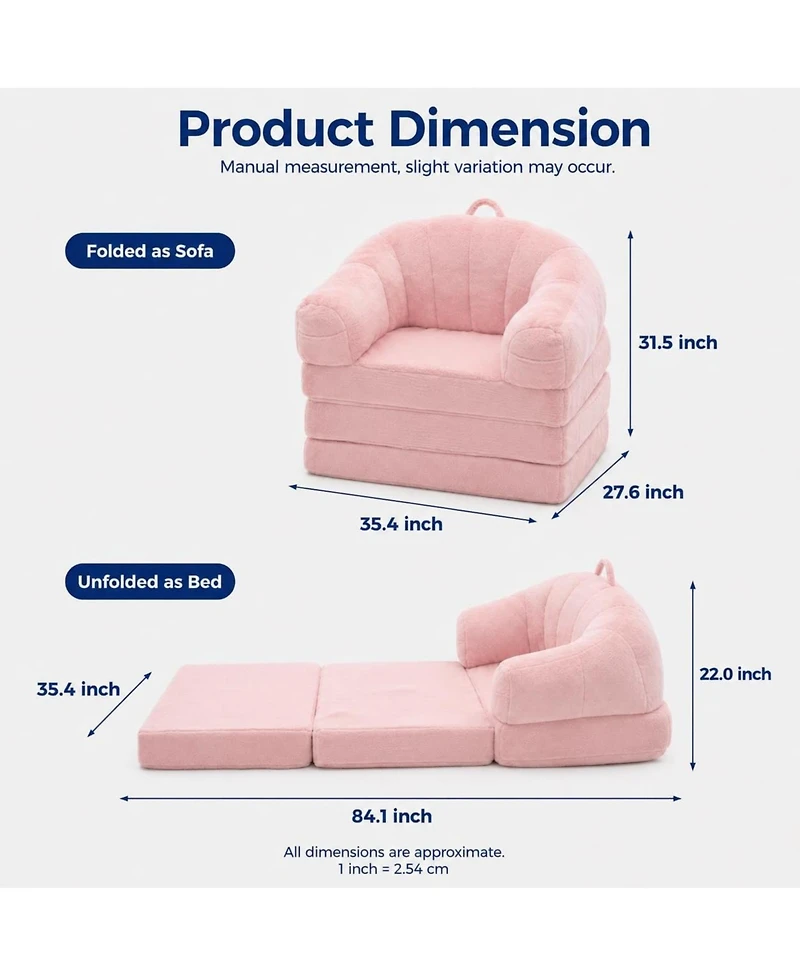 gaomon Chenille Folding Sofa Bed, Convertible Sleeper Chair with U-Shaped Arms, No Assembly Required