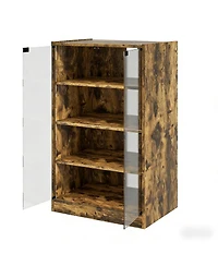 Clihome 4-Tier Media Storage Cabinet, Audio Rack with Tempered Glass Doors - Adjustable Shelves