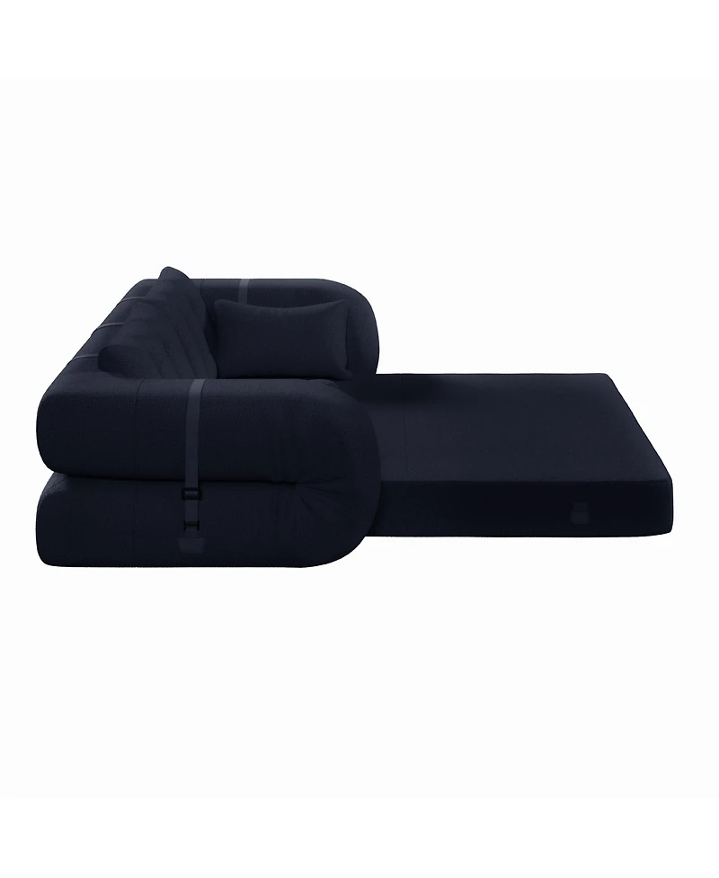 Clihome 78.7" Folding Sleeper, 3-in-1 Convertible Sofa Bed - Teddy Velvet Floor