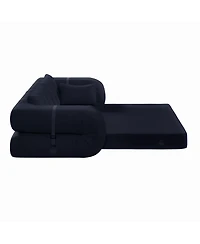 Clihome 78.7" Folding Sleeper, 3-in-1 Convertible Sofa Bed - Teddy Velvet Floor
