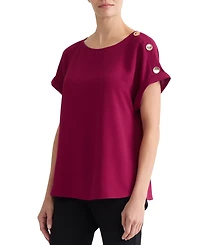 Jones New York Plus Short-Sleeve Round Neck Top