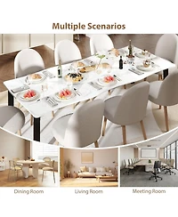 gaomon 78.7 Inch Dining Table for 6-8, Rectangular Mdf Top with Wave Edge, Durable Metal Frame, Waterproof and Scratch Resistant