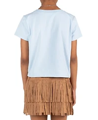 Tween Diva Girls' 7-12 Wild Heart Graphic T-Shirt and Studded Faux Suede Fringe Skort, 2-Piece Set
