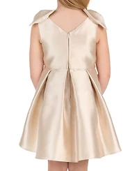 Rare Editions Girls' 2T-6X Mikado Bow Shoulder Pleated Dress