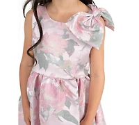 Rare Editions Girls' 2T-6X Brocade Bow Shoulder Dress