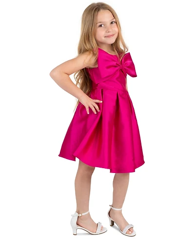 Rare Editions Girls' 2T-6X Mikado Bow Bodice Pleated Dress