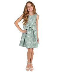 Rare Editions Girls' 7-16 Brocade Large Bow Sleeveless Dress