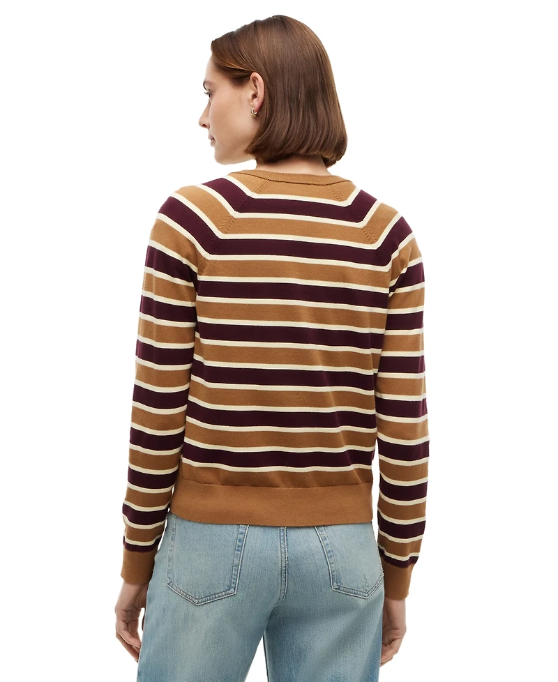 Tommy Hilfiger Women's Striped Slim-Fit Crewneck Cardigan