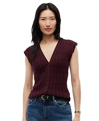 Tommy Hilfiger Women's Cable Knit V-Neck Cap-Sleeve Cardigan