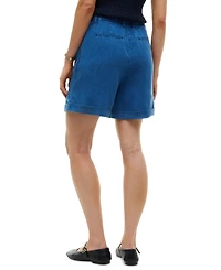 Tommy Hilfiger Women's High-Waisted Pleated Chambray Shorts, 5" Inseam