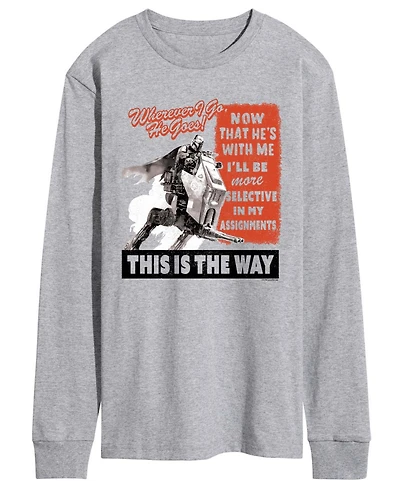 Airwaves Men's The Mandalorian & Grogu Where I go, He Goes Graphic T-Shirt