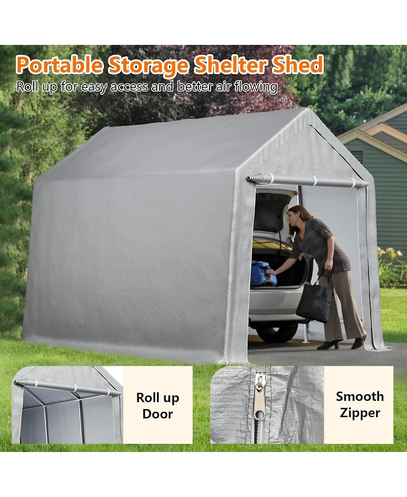 gaomon 13x20 Feet Heavy Duty Outdoor Carport Canopy, 180G Double-Coated Pe, Roll-Up Zipper Door, Removable Sidewalls