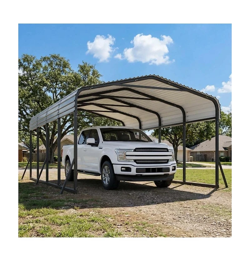 gaomon 12x20 feet Heavy Duty Carport and Metal Garage Kit with Galvanized Steel Roof, Anti-Leak Metal Carports for Vehicles