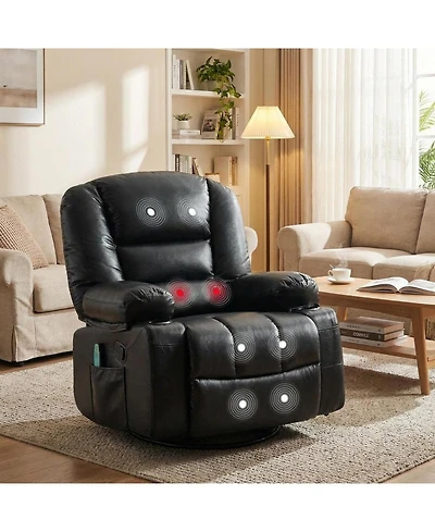 gaomon Oversized Recliner Chair, 360degree(s) Swivel Recliner for Adults,Rocking Recliner Chair with Heat and Massage