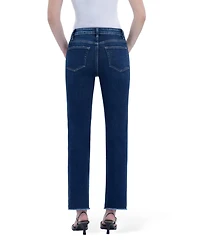 Vervet Women's Super High Rise Stretch Raw Hem Slim Straight Jeans