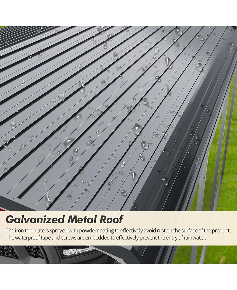 gaomon 12x20 Metal Carport, Heavy Duty Carport, Shelter with Galvanized Metal Roof and Updated Frame, Car Canopy Garage for Car, Pickup