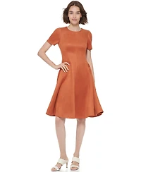 Calvin Klein Women's Short-Sleeve Suede Fit & Flare Dress