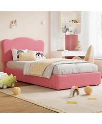 gaomon Twin Bed Frame for Kids with 2 Drawers, Velvet Twin Bed for Girls, Boys, Sturdy Platform Bed, No Box Spring Needed, Noise Free