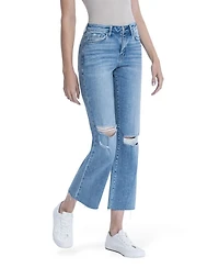 Flying Monkey Women's High Rise Raw Hem Crop Slim Wide Leg Jeans
