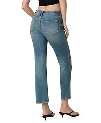 Vervet Women's Mid Rise Distressed Tinted Ankle Straight Jeans