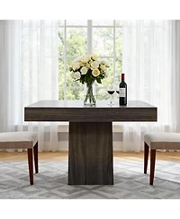gaomon Square Dining Table for 4 with Storage Drawer, Modern Farmhouse Kitchen Pedestal Base Room, Living Apartment