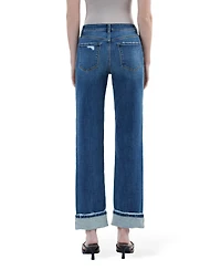 Vervet Women's High Rise Distressed Cuffed Straight Jeans