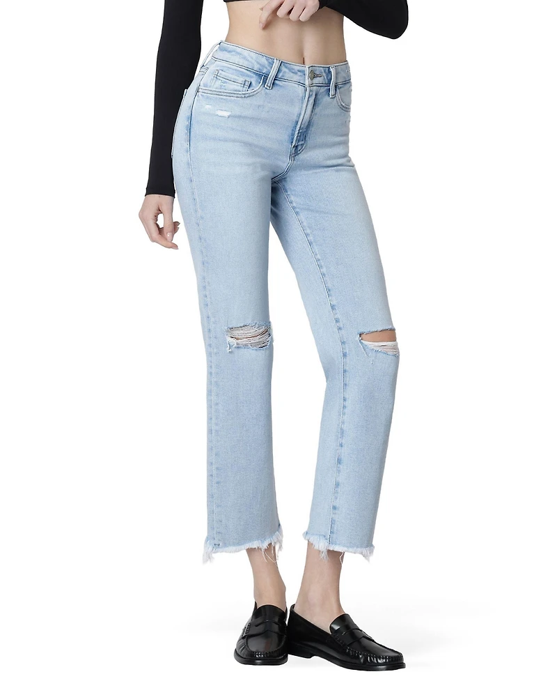 Vervet Women's High Rise Distressed Ankle Straight Jeans