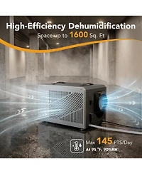 Tribesigns 145 Pints Commercial Dehumidifier with Pump and Drain Hose, Large Dehumidifier for 1600 Sq. Ft Basements, Crawl Spaces