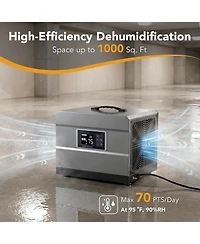 Tribesigns 70 Pints Commercial Dehumidifier with Pump and Drain Hose, Large Dehumidifier for 1000 Sq. Ft Basements, Crawl Spaces