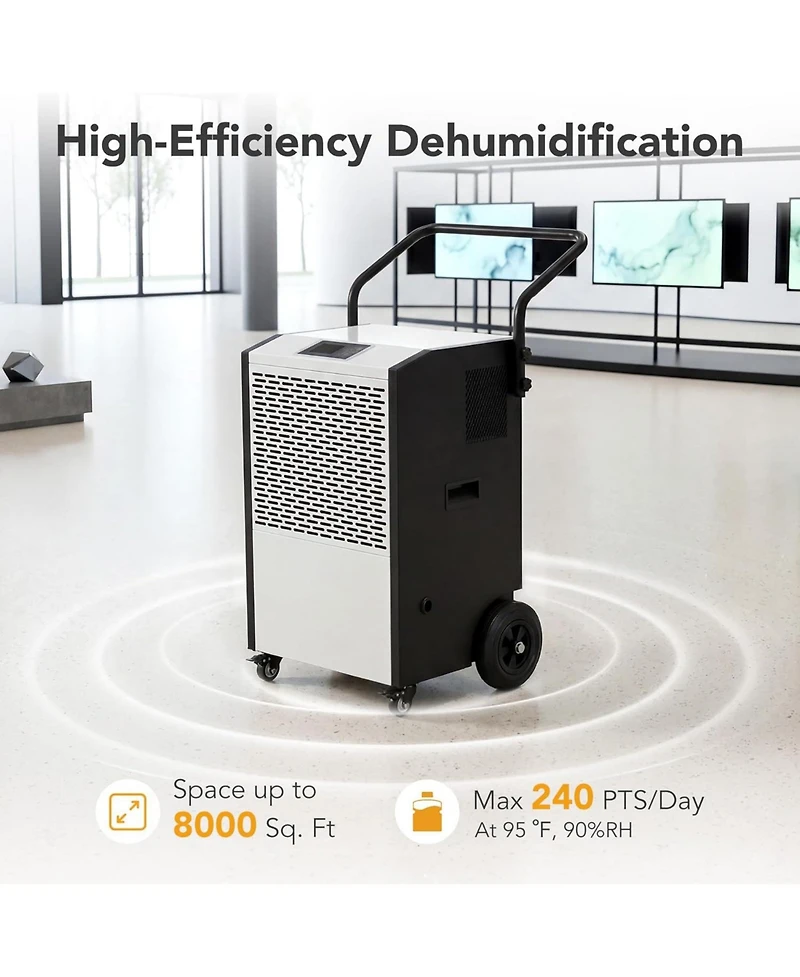 Tribesigns 240 Pints Commercial Dehumidifier with Pump and Drain Hose, Heavy Duty Commercial Dehumidifier for Up to 8000 Sq. Ft Large Spaces