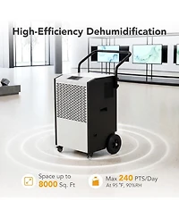 Tribesigns 240 Pints Commercial Dehumidifier with Pump and Drain Hose, Heavy Duty Commercial Dehumidifier for Up to 8000 Sq. Ft Large Spaces