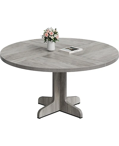 gaomon Round Dining Table for 4, Farmhouse Kitchen Table with Wood Top and Stable Base.