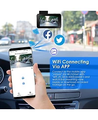 Neewer 1080P Dual Lens Dash Cam Vehicle Driving Recorder Car Dvr with WiFi Gps G-Sensor App Control Motion Detection Parking Monitor Night Vision