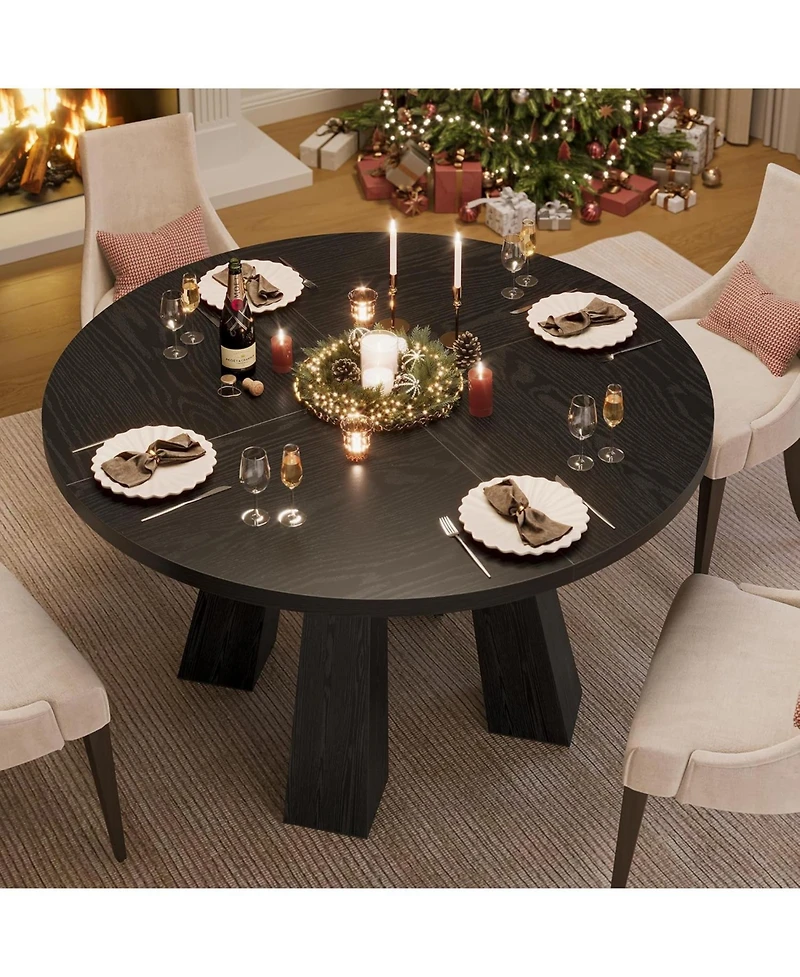 gaomon 47" Round Dining Table for 4-6, Wood Kitchen Table with Sturdy Base