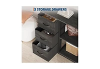 homfan 3-Drawer File Cabinet with Printer Stand - Under Desk Organizer with 2 Open Storage Shelves