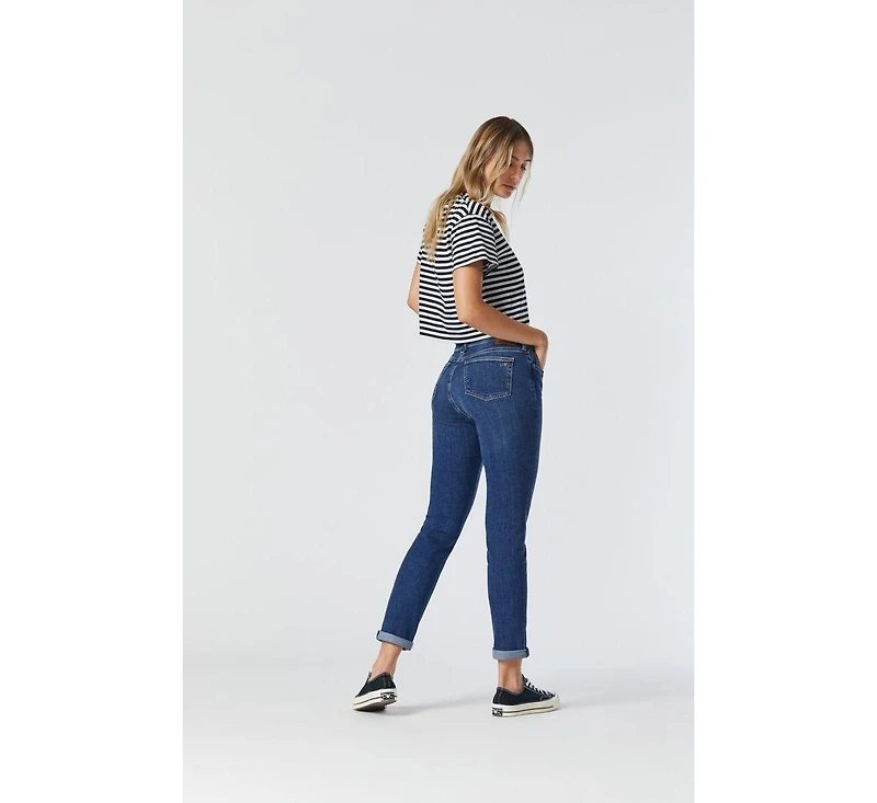 Mavi Jeans Women's Kathleen Mid Rise Boyfriend Feather Blue